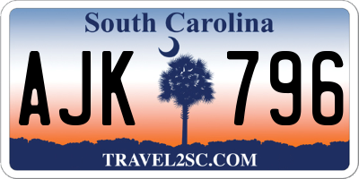 SC license plate AJK796