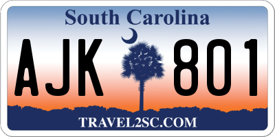 SC license plate AJK801