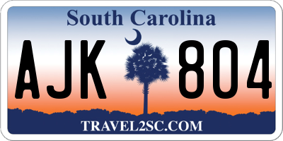 SC license plate AJK804