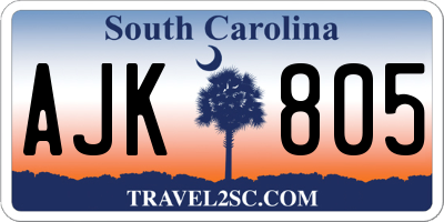SC license plate AJK805