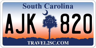 SC license plate AJK820