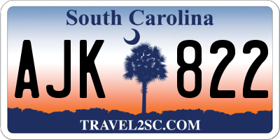 SC license plate AJK822