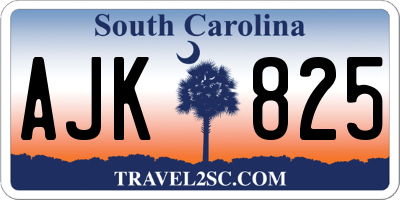 SC license plate AJK825