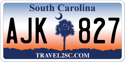 SC license plate AJK827