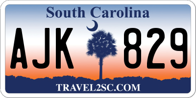 SC license plate AJK829