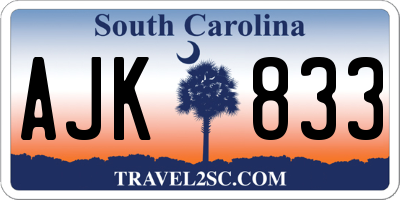 SC license plate AJK833