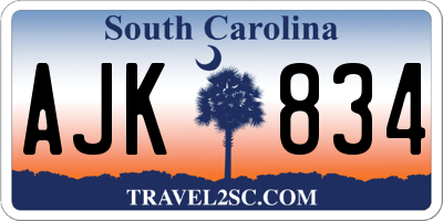 SC license plate AJK834