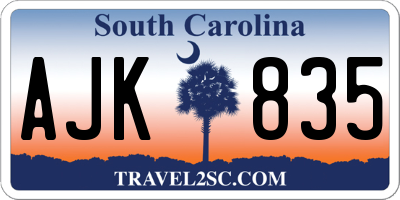 SC license plate AJK835