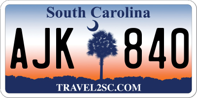 SC license plate AJK840