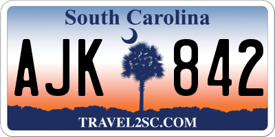 SC license plate AJK842
