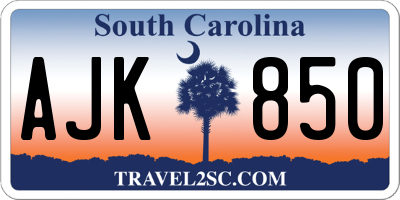SC license plate AJK850