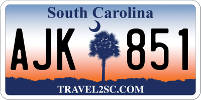SC license plate AJK851