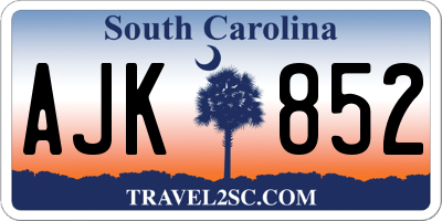 SC license plate AJK852