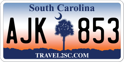 SC license plate AJK853
