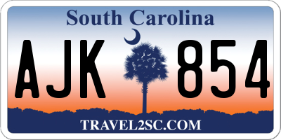 SC license plate AJK854