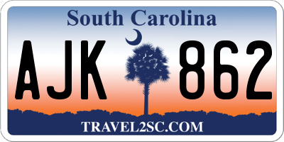 SC license plate AJK862