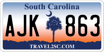 SC license plate AJK863