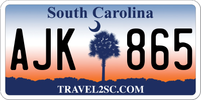 SC license plate AJK865