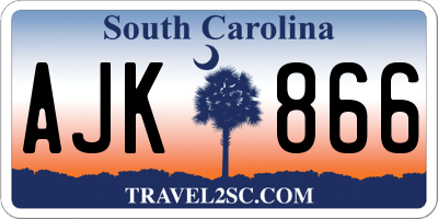 SC license plate AJK866