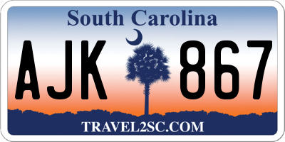 SC license plate AJK867