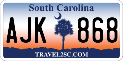 SC license plate AJK868