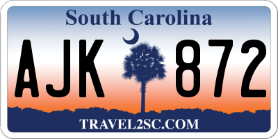 SC license plate AJK872