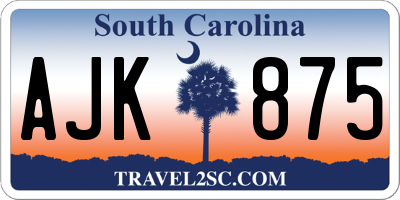 SC license plate AJK875