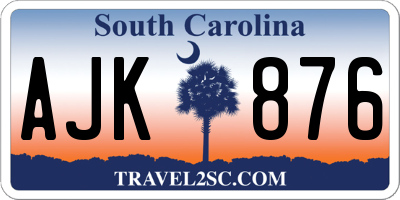 SC license plate AJK876
