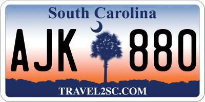 SC license plate AJK880
