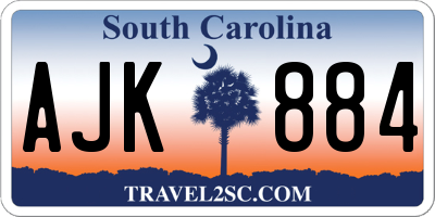 SC license plate AJK884