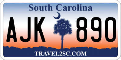 SC license plate AJK890