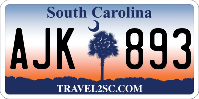 SC license plate AJK893
