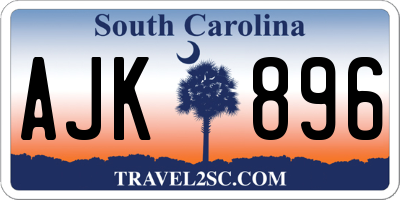 SC license plate AJK896