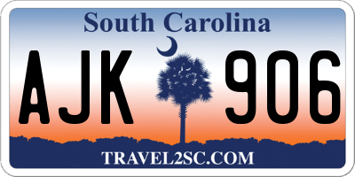 SC license plate AJK906