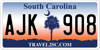 SC license plate AJK908
