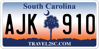 SC license plate AJK910