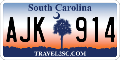 SC license plate AJK914