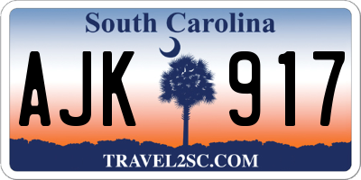 SC license plate AJK917