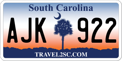 SC license plate AJK922