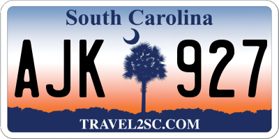 SC license plate AJK927
