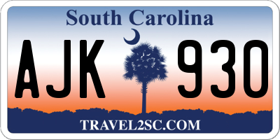 SC license plate AJK930