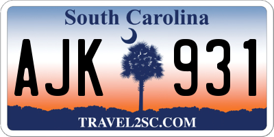 SC license plate AJK931