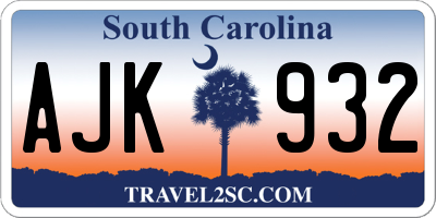 SC license plate AJK932
