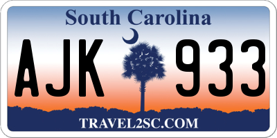 SC license plate AJK933