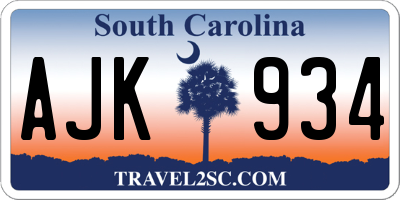 SC license plate AJK934