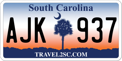 SC license plate AJK937