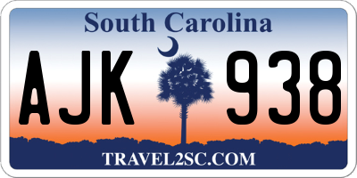 SC license plate AJK938