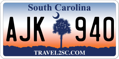SC license plate AJK940