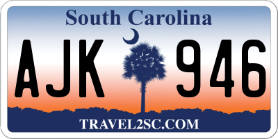 SC license plate AJK946