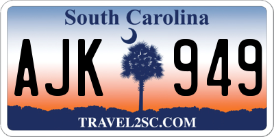 SC license plate AJK949